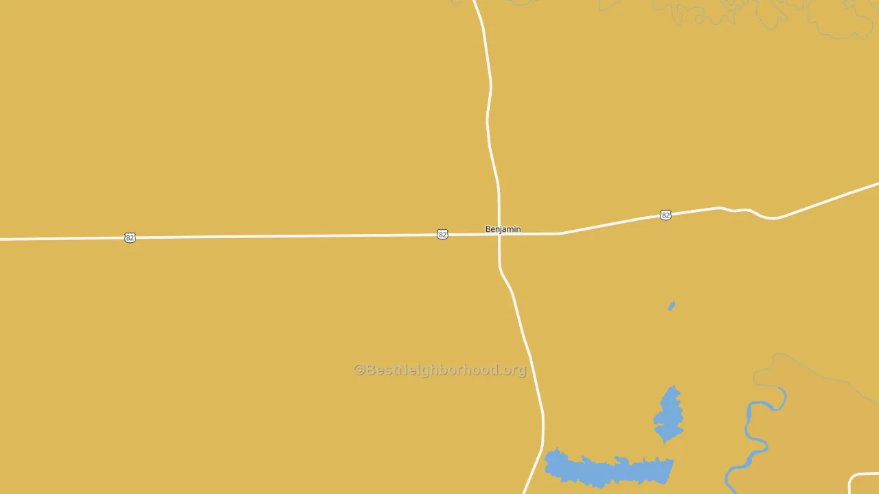 Map of the best neighborhoods in the Benjamin area, with better matches in green and worse matches in red