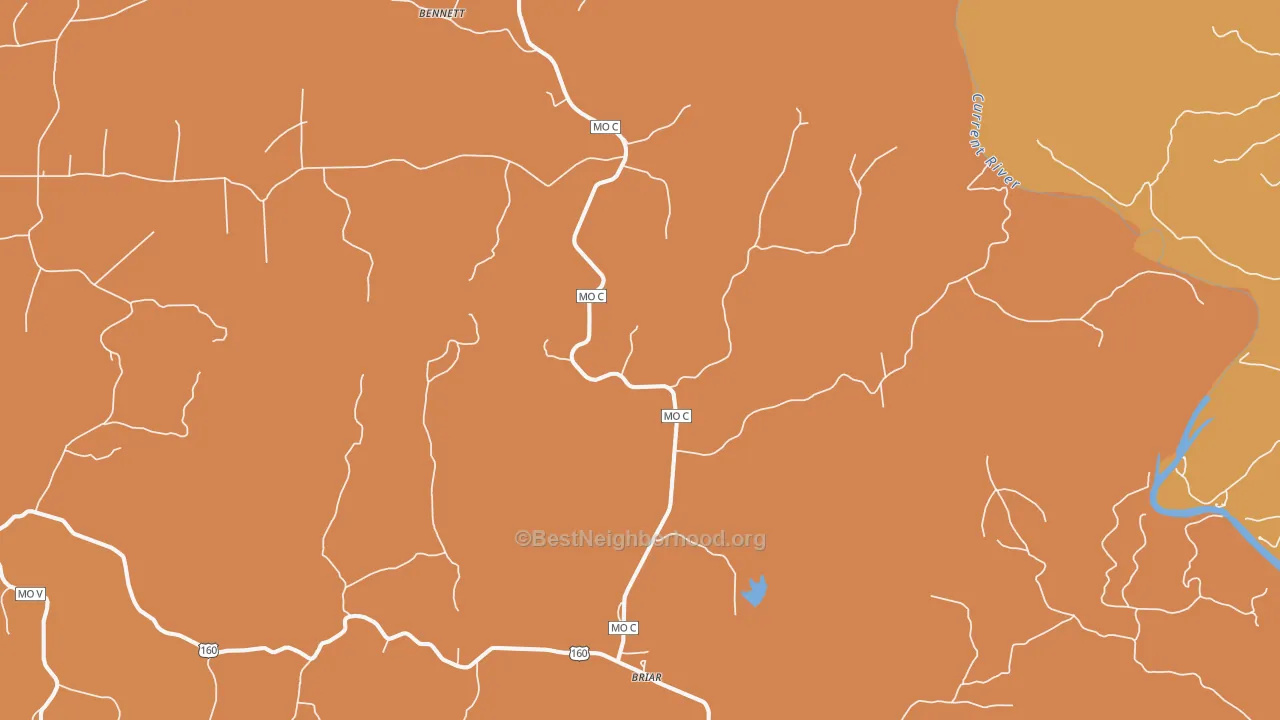 Map of the best neighborhoods in the Bennett area, with better matches in green and worse matches in red