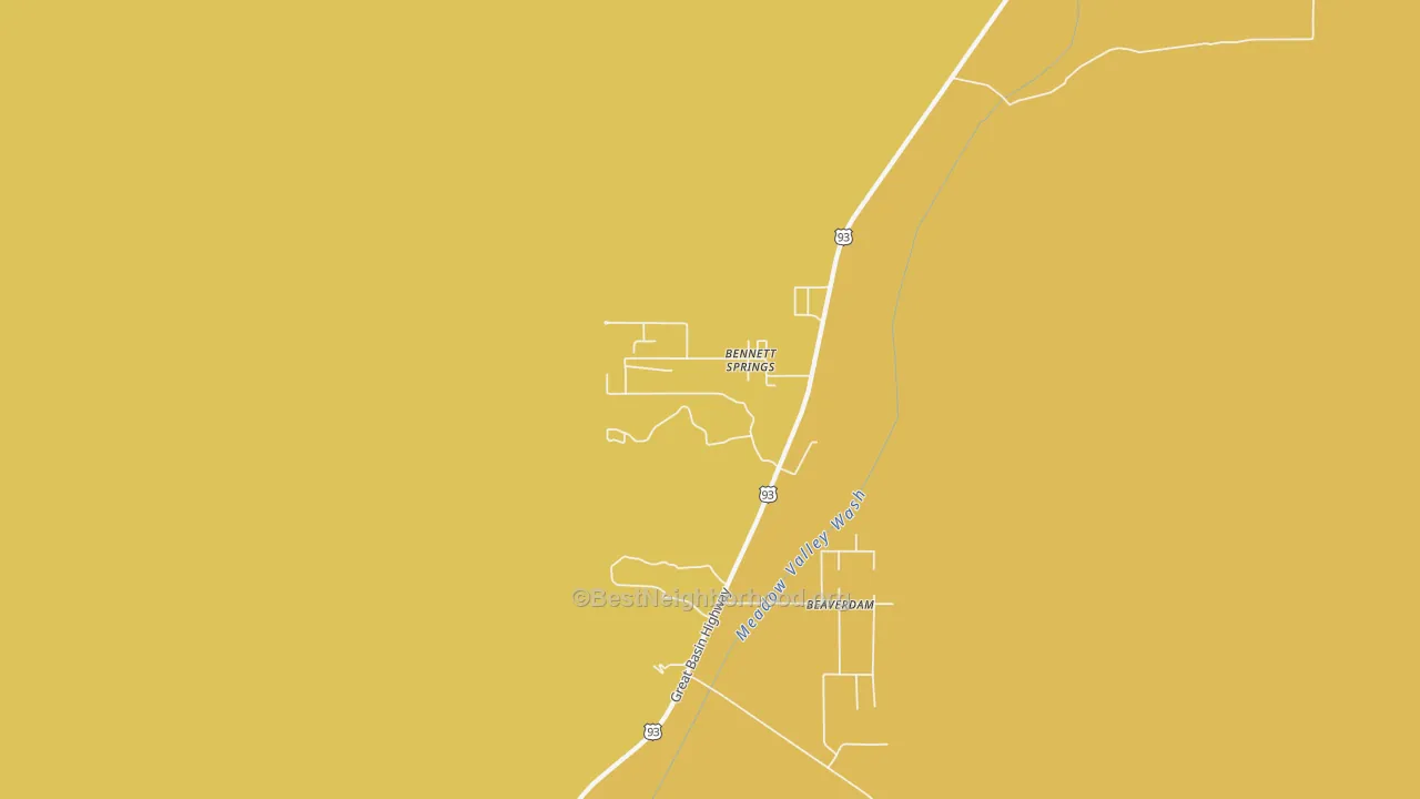 Map of the best neighborhoods in the Bennett Springs area, with better matches in green and worse matches in red
