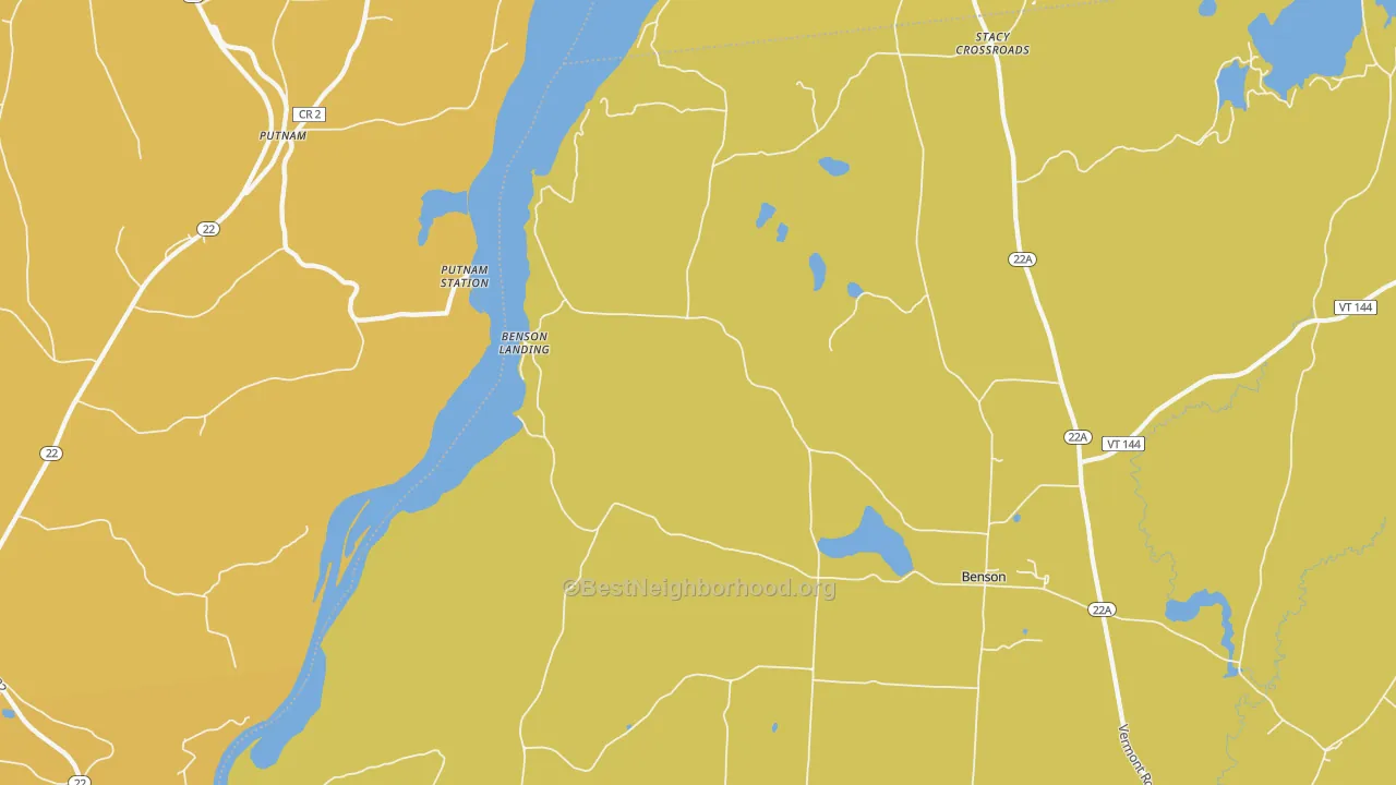 Map of the best neighborhoods in the Benson Landing area, with better matches in green and worse matches in red