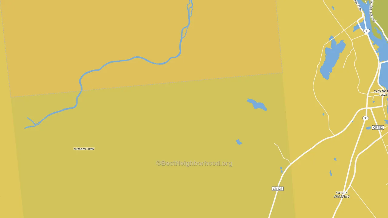 Map of the best neighborhoods in the Benson area, with better matches in green and worse matches in red