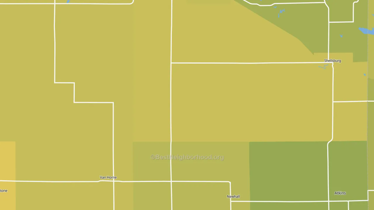 Map of the best neighborhoods in the Benton County area, with better matches in green and worse matches in red