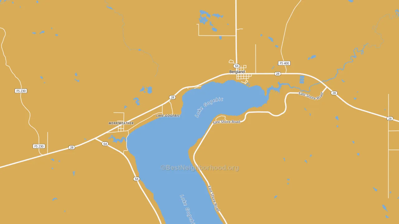 Map of the best neighborhoods in the Bergland area, with better matches in green and worse matches in red