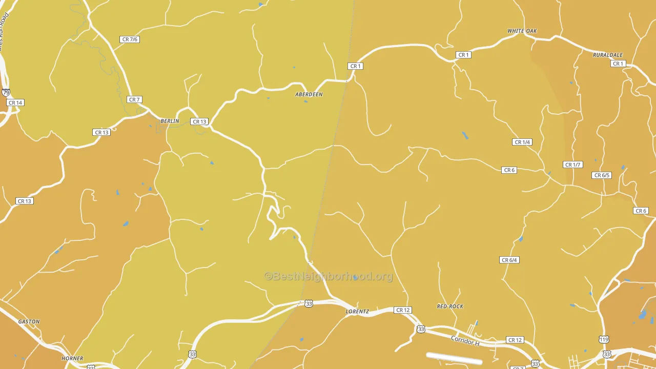 Map of the best neighborhoods in the Berlin area, with better matches in green and worse matches in red