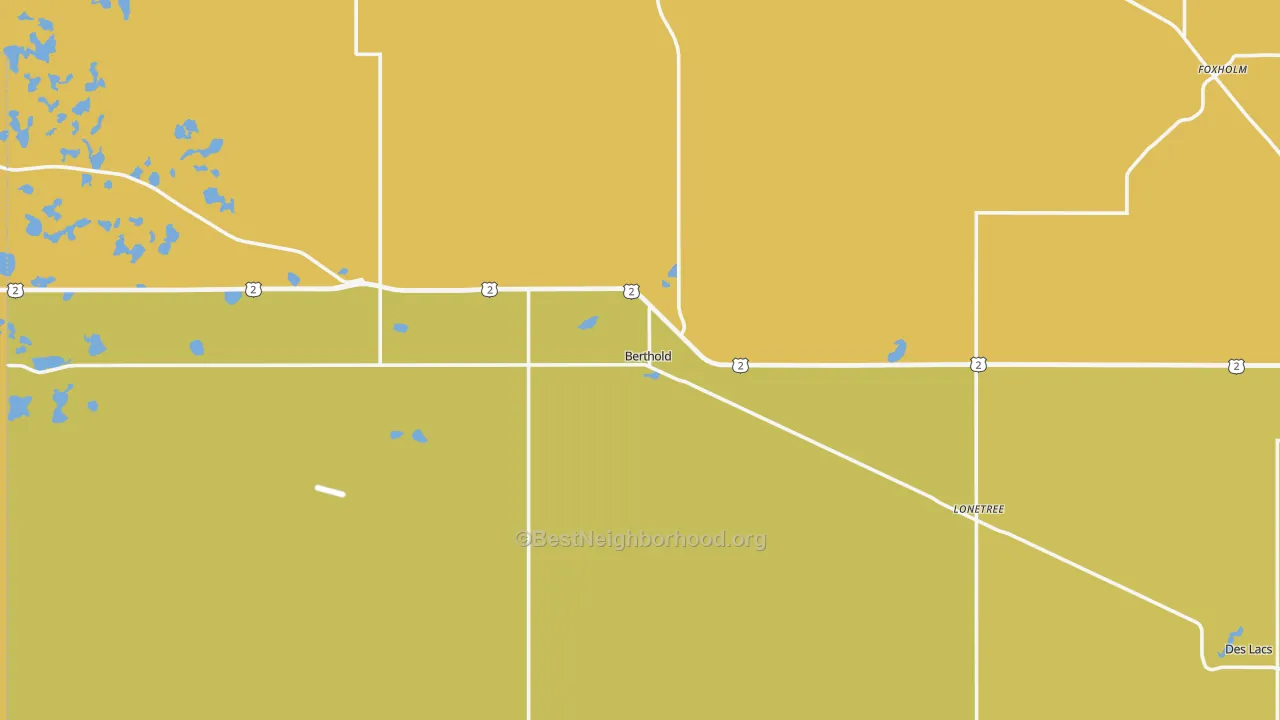 Map of the best neighborhoods in the Berthold area, with better matches in green and worse matches in red