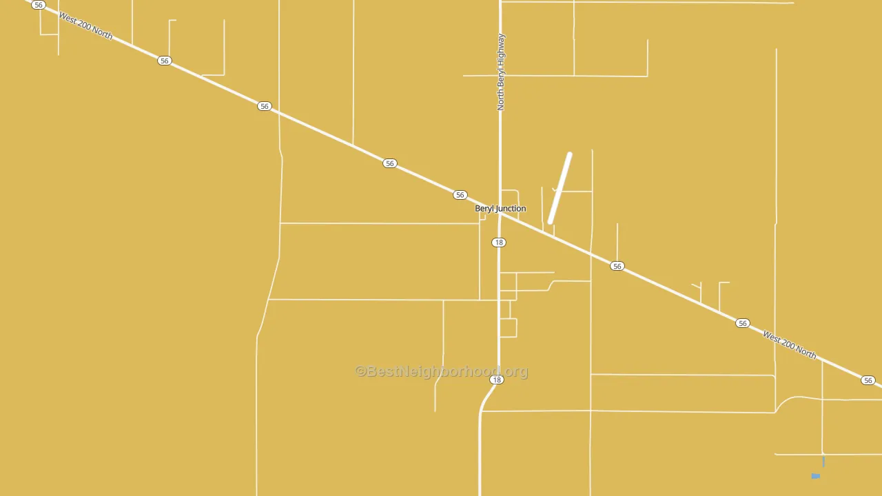Map of the best neighborhoods in the Beryl Junction area, with better matches in green and worse matches in red
