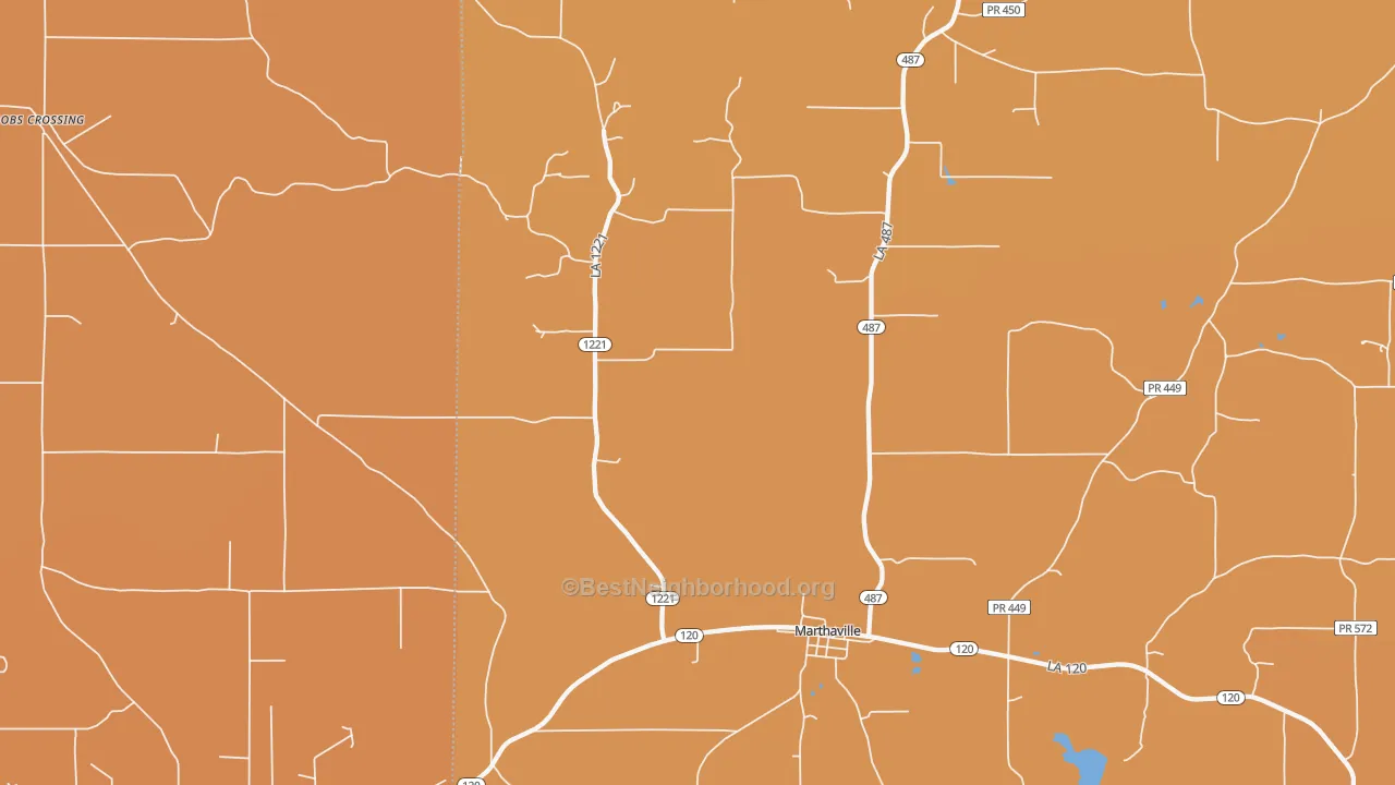 Map of the best neighborhoods in the Bethel area, with better matches in green and worse matches in red