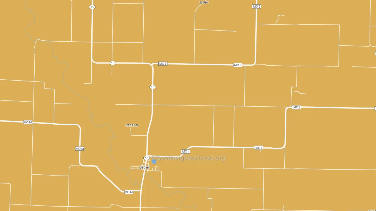 Map of the best neighborhoods in the Bethel area, with better matches in green and worse matches in red