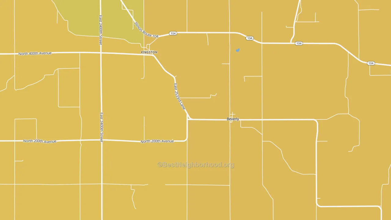 Map of the best neighborhoods in the Beverly area, with better matches in green and worse matches in red