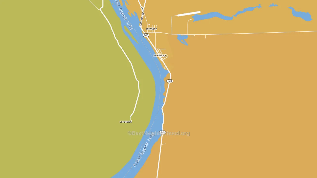Map of the best neighborhoods in the Beverly area, with better matches in green and worse matches in red