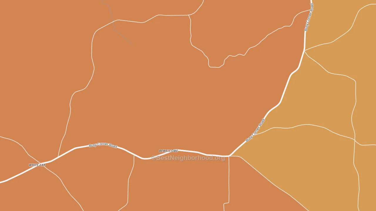 Map of the best neighborhoods in the Bewelcome area, with better matches in green and worse matches in red