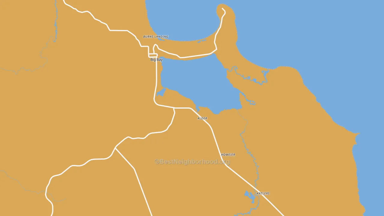 Map of the best neighborhoods in the Big Bay area, with better matches in green and worse matches in red