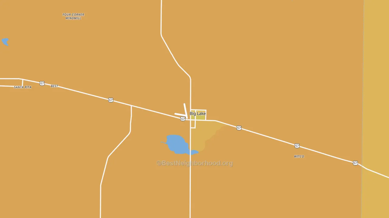 Map of the best neighborhoods in the Big Lake area, with better matches in green and worse matches in red