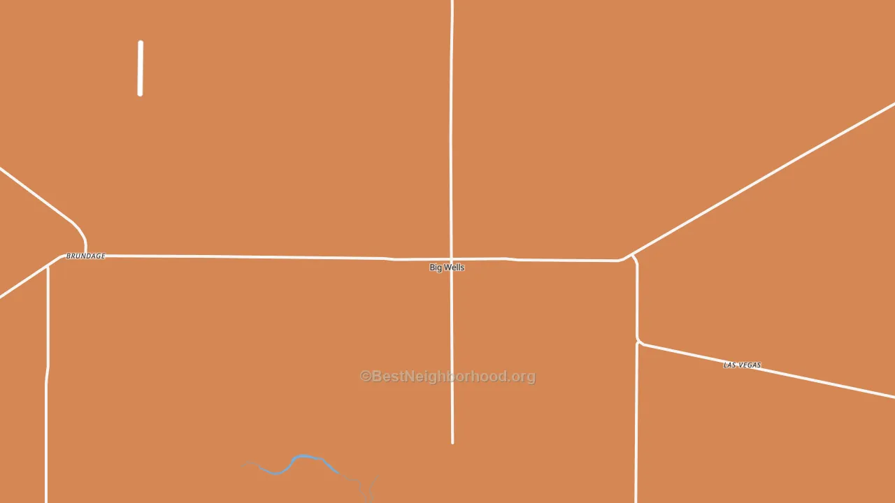 Map of the best neighborhoods in the Big Wells area, with better matches in green and worse matches in red