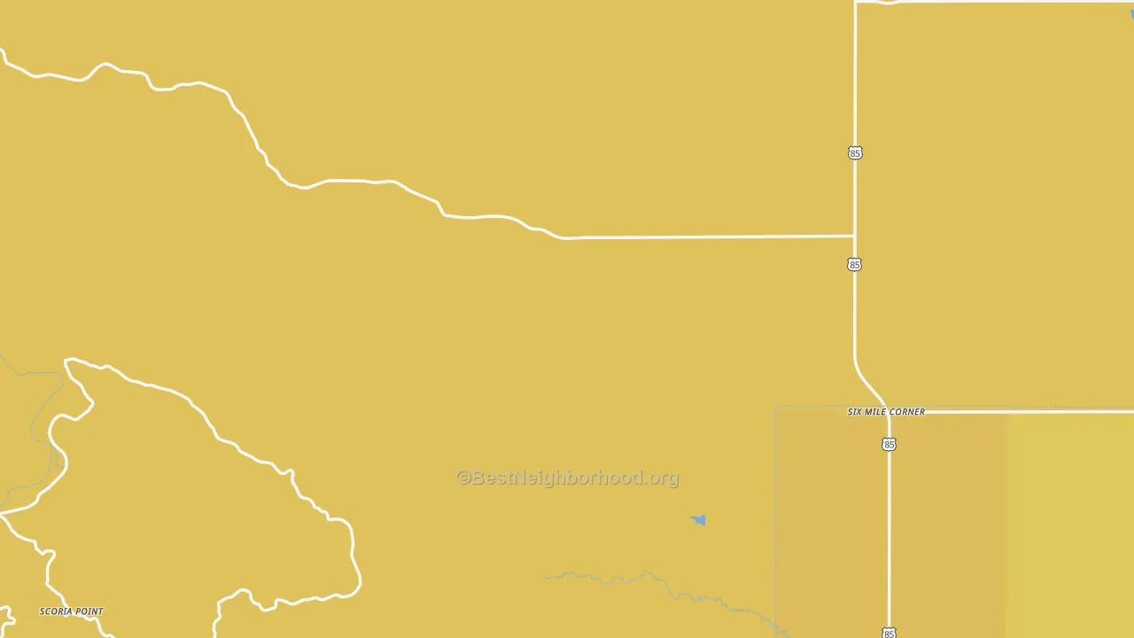 Map of the best neighborhoods in the Billings County area, with better matches in green and worse matches in red