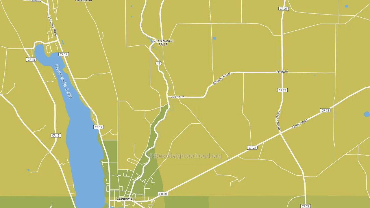 Map of the best neighborhoods in the Bingley area, with better matches in green and worse matches in red
