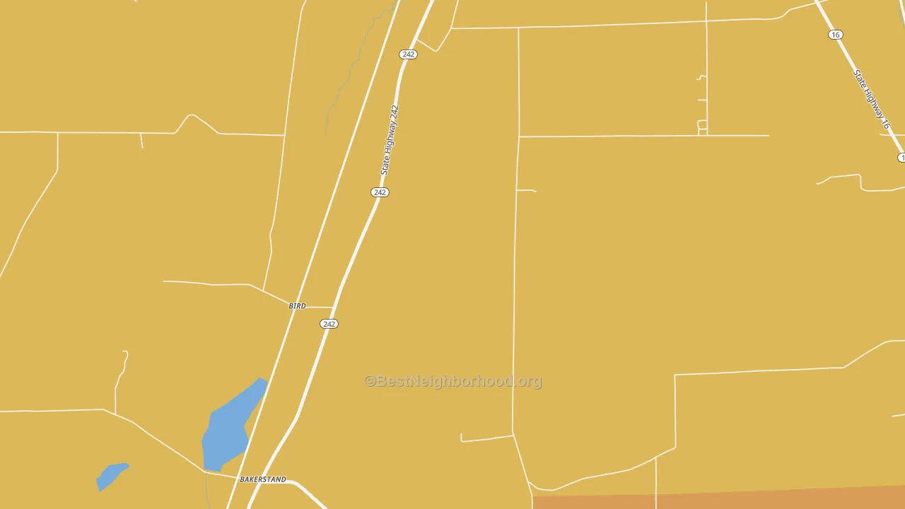 Map of the best neighborhoods in the Bird area, with better matches in green and worse matches in red