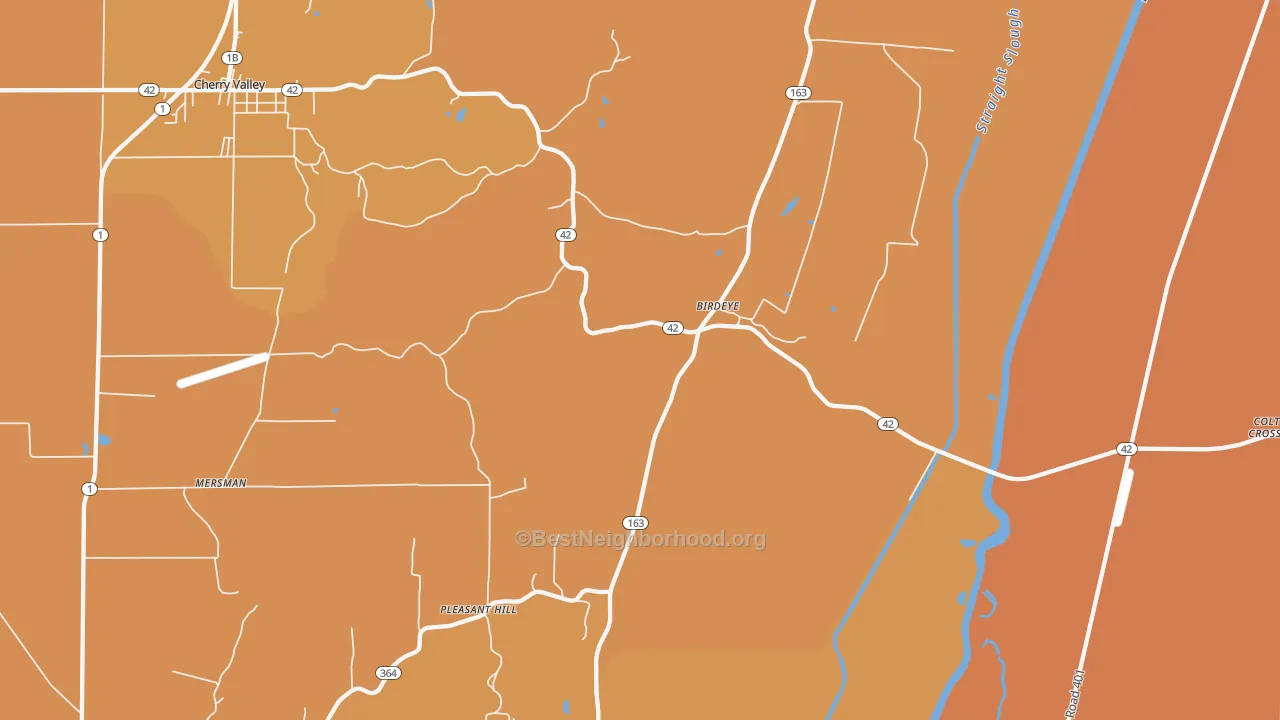 Map of the best neighborhoods in the Birdeye area, with better matches in green and worse matches in red
