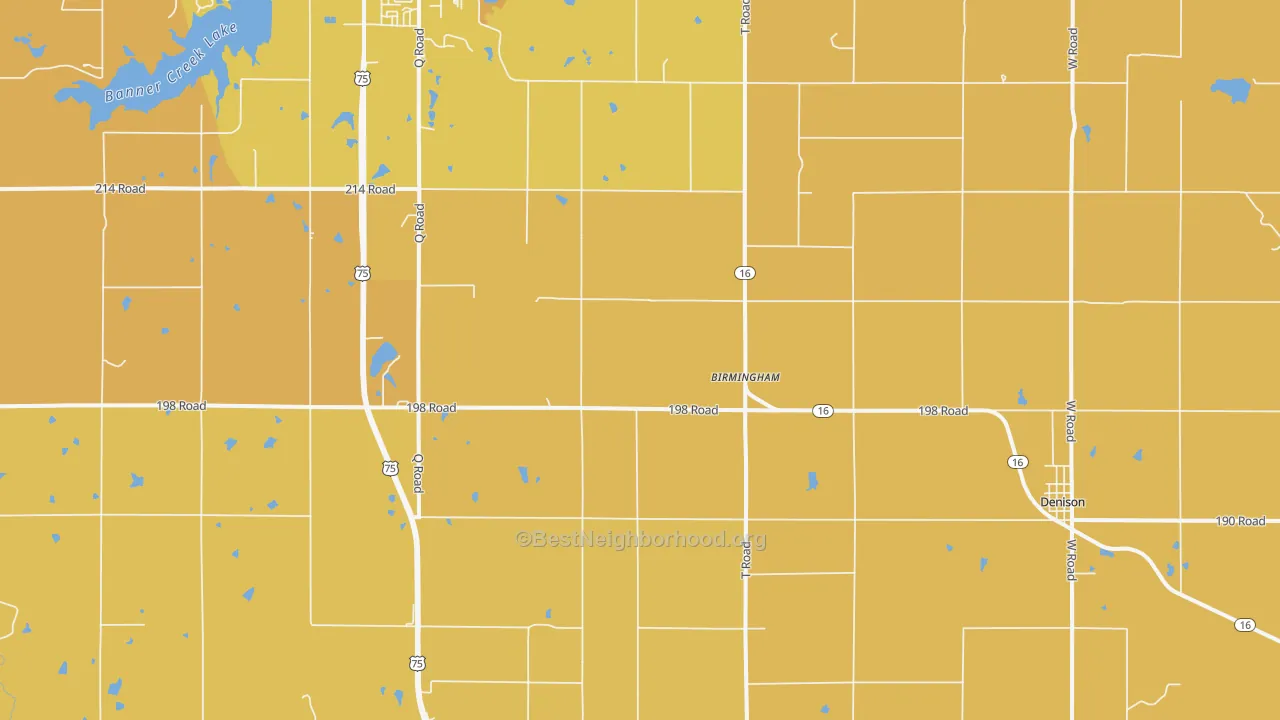 Map of the best neighborhoods in the Birmingham area, with better matches in green and worse matches in red