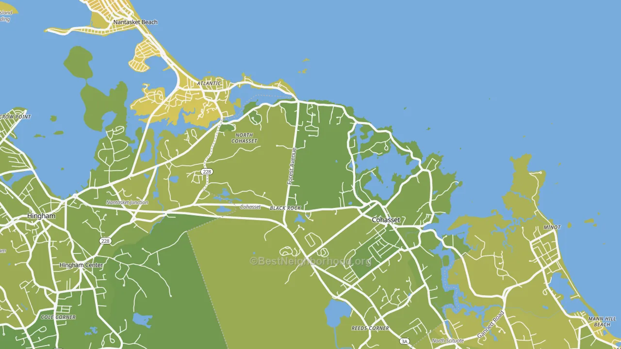 Map of the best neighborhoods in the Black Rock area, with better matches in green and worse matches in red