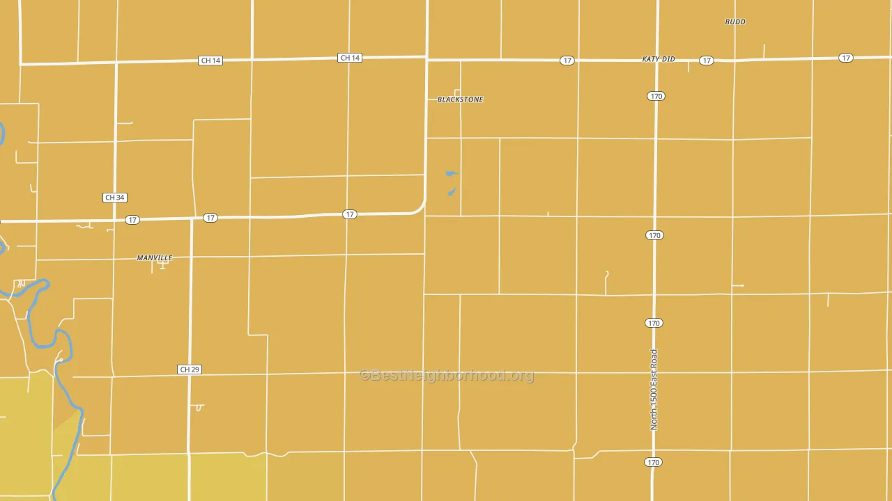 Map of the best neighborhoods in the Blackstone area, with better matches in green and worse matches in red