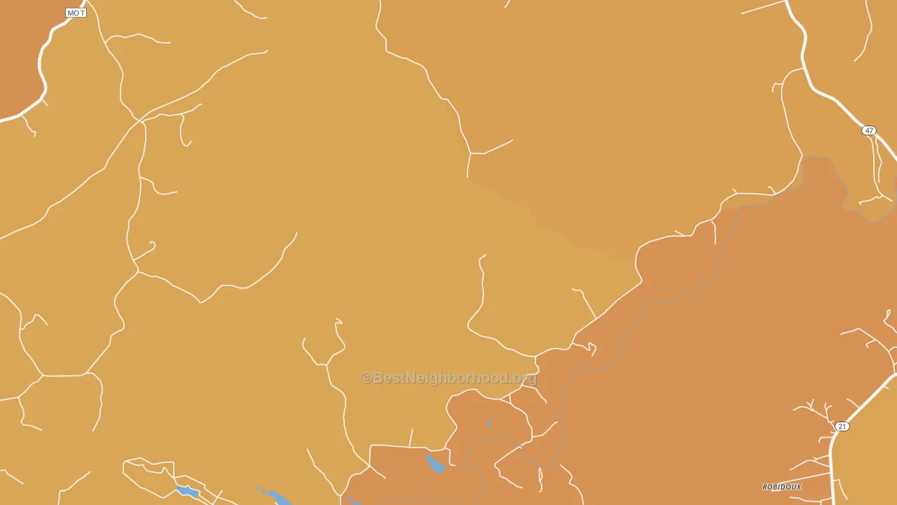 Map of the best neighborhoods in the Bliss area, with better matches in green and worse matches in red