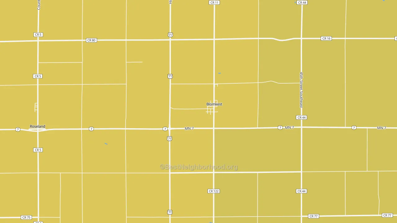 Map of the best neighborhoods in the Blomkest area, with better matches in green and worse matches in red