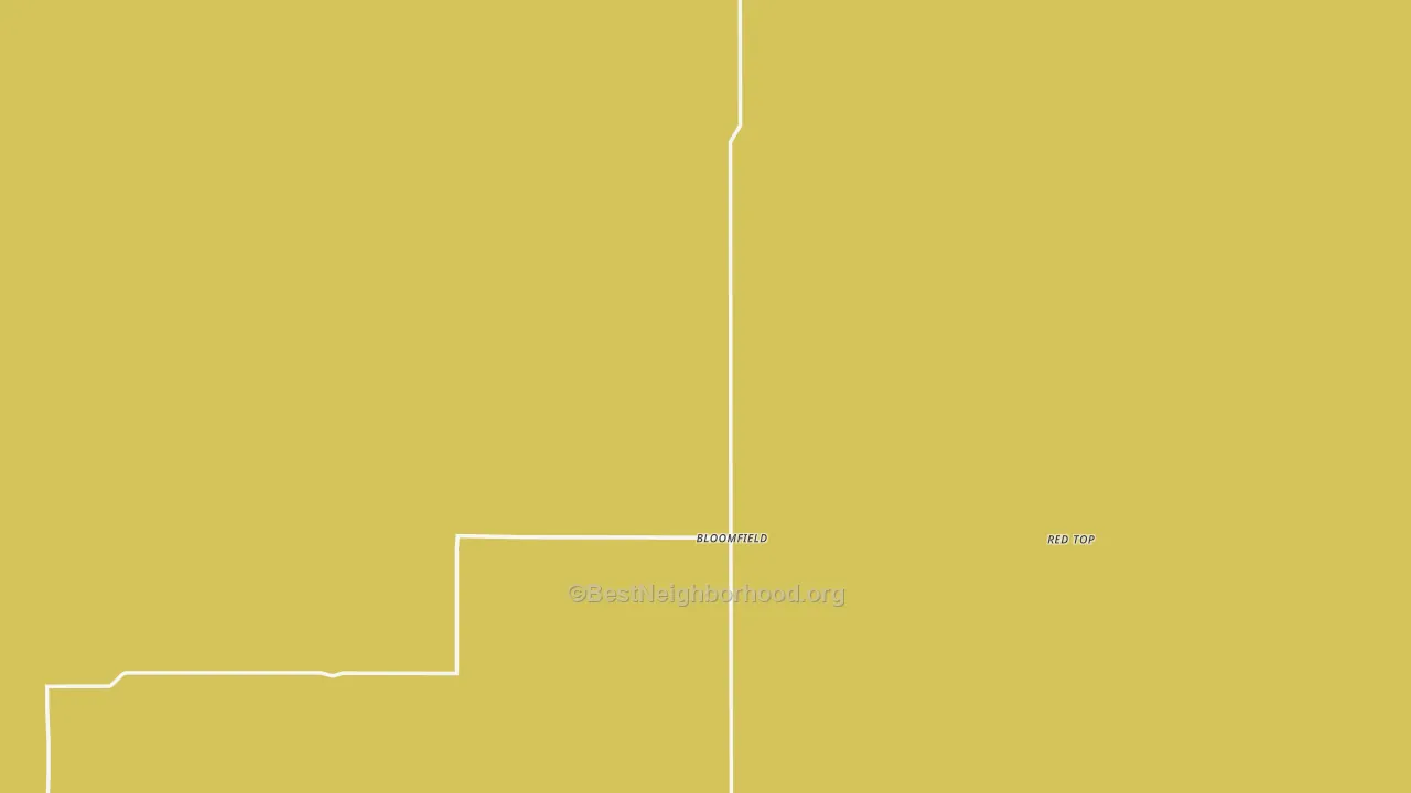 Map of the best neighborhoods in the Bloomfield area, with better matches in green and worse matches in red