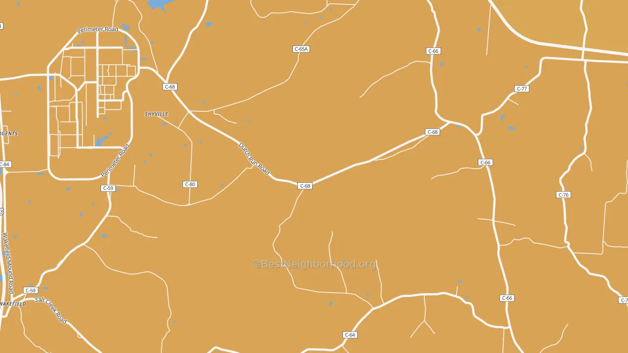 Map of the best neighborhoods in the Bobo area, with better matches in green and worse matches in red