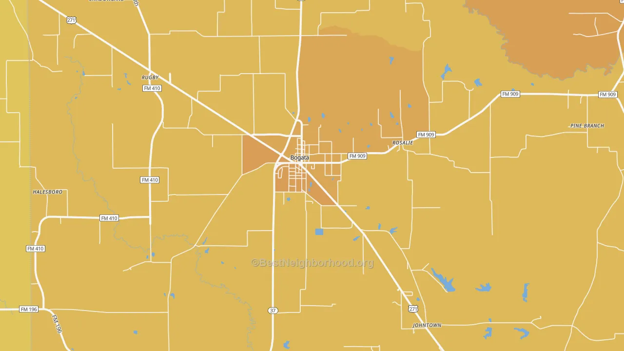 Map of the best neighborhoods in the Bogata area, with better matches in green and worse matches in red