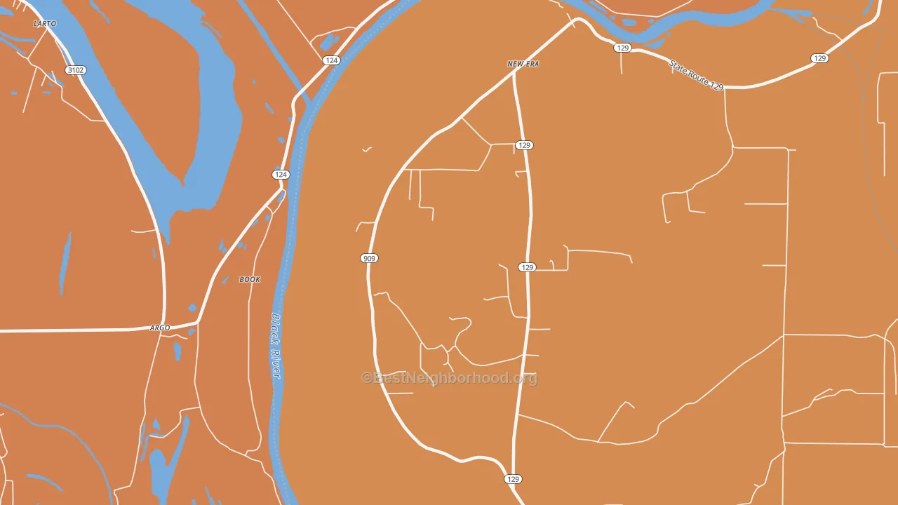 Map of the best neighborhoods in the Book area, with better matches in green and worse matches in red