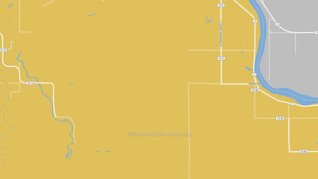 Map of the best neighborhoods in the Border area, with better matches in green and worse matches in red