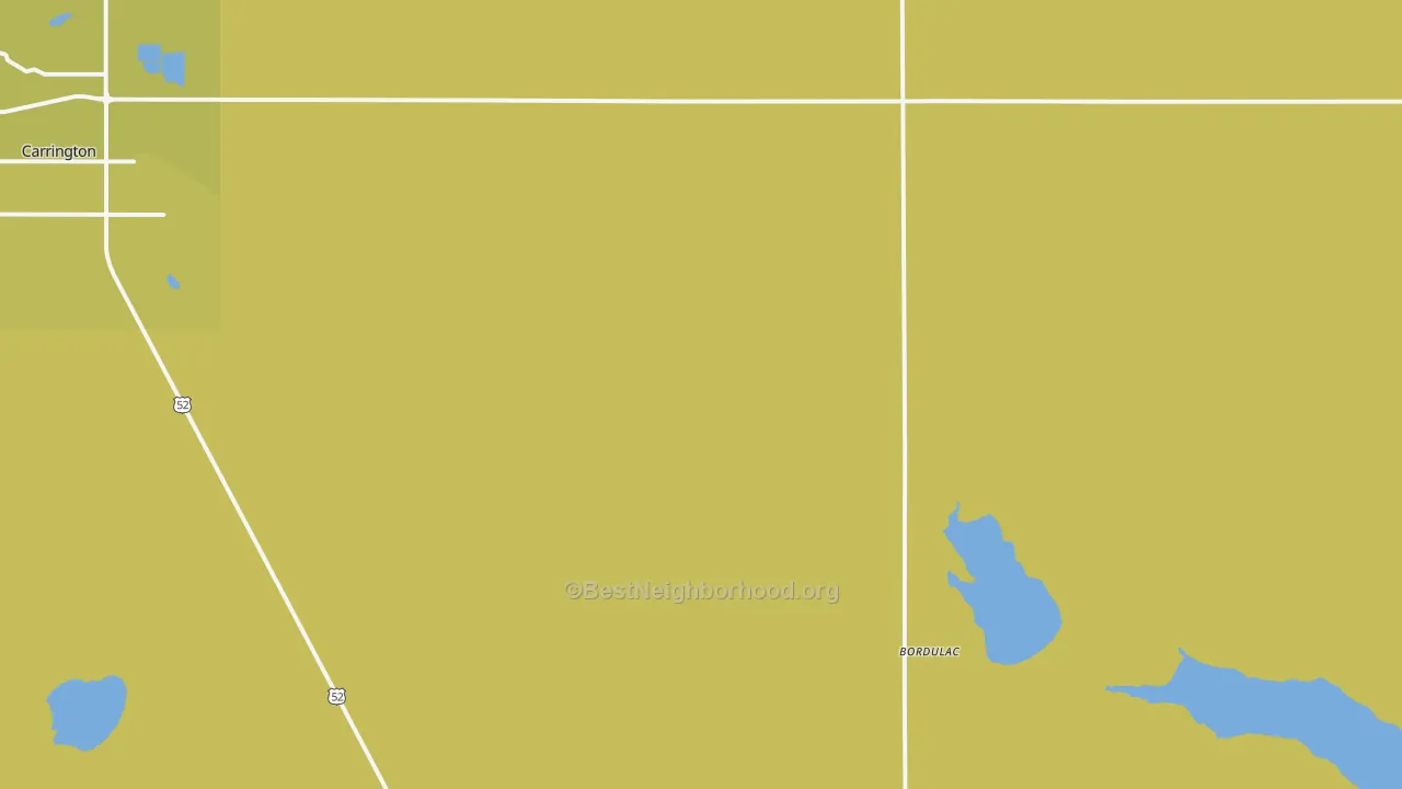 Map of the best neighborhoods in the Bordulac area, with better matches in green and worse matches in red