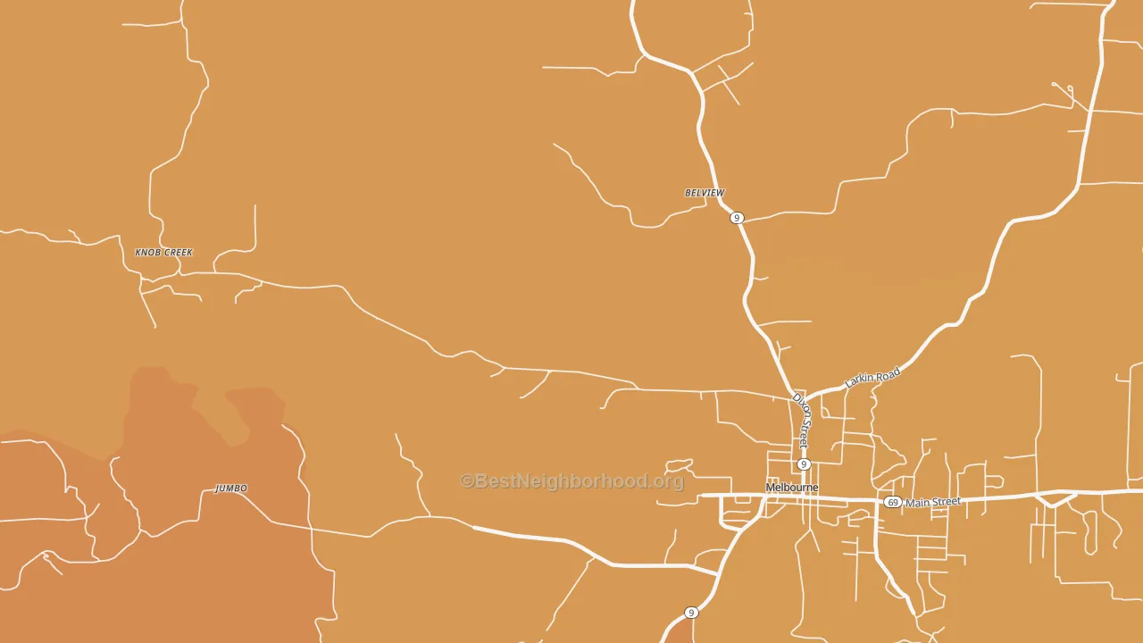 Map of the best neighborhoods in the Boswell area, with better matches in green and worse matches in red