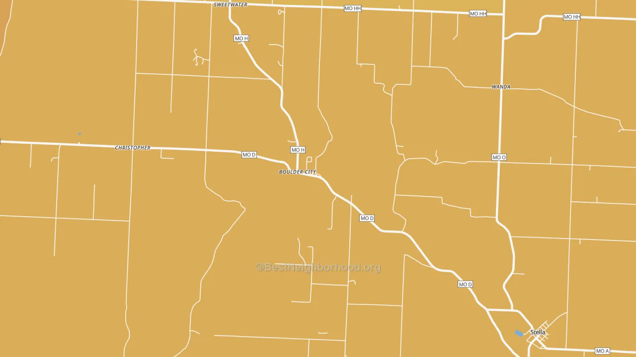 Map of the best neighborhoods in the Boulder City area, with better matches in green and worse matches in red