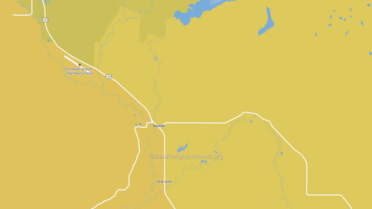 Map of the best neighborhoods in the Boulder area, with better matches in green and worse matches in red
