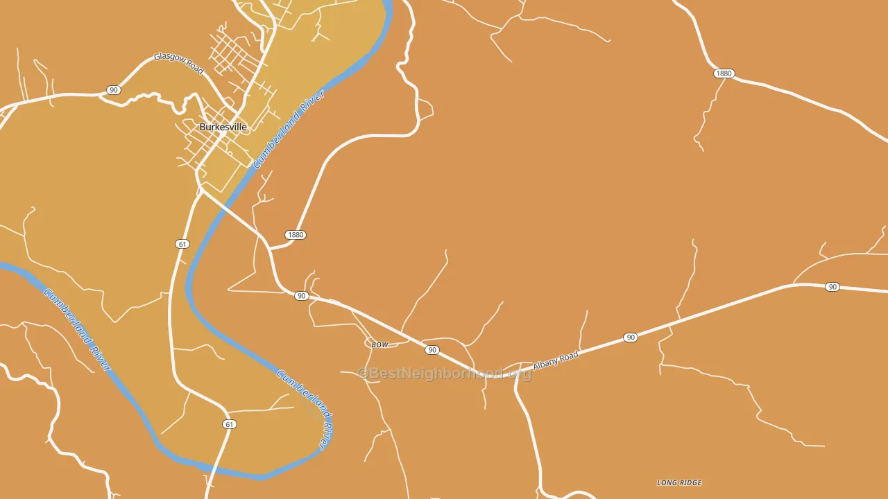 Map of the best neighborhoods in the Bow area, with better matches in green and worse matches in red