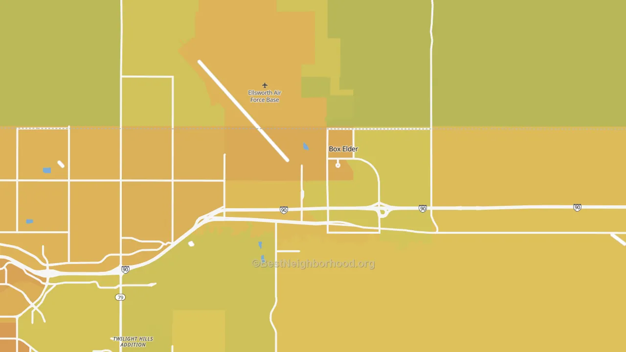 Map of the best neighborhoods in the Box Elder area, with better matches in green and worse matches in red