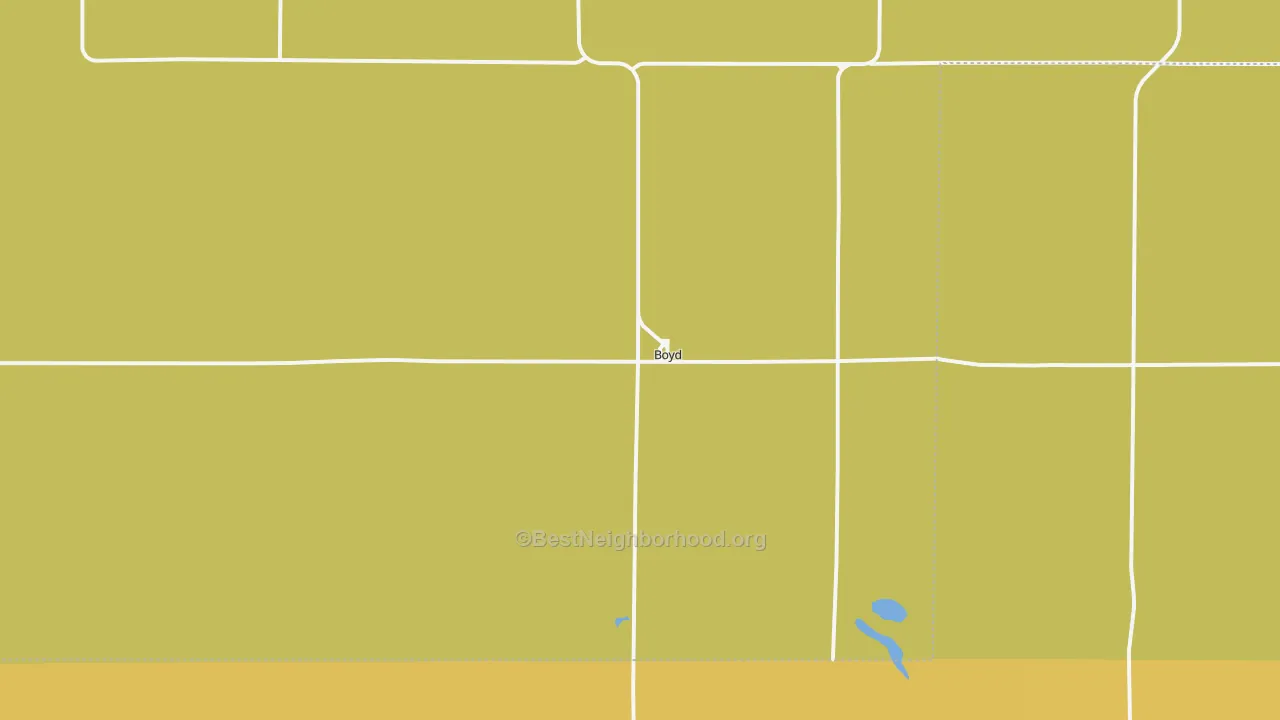 Map of the best neighborhoods in the Boyd area, with better matches in green and worse matches in red