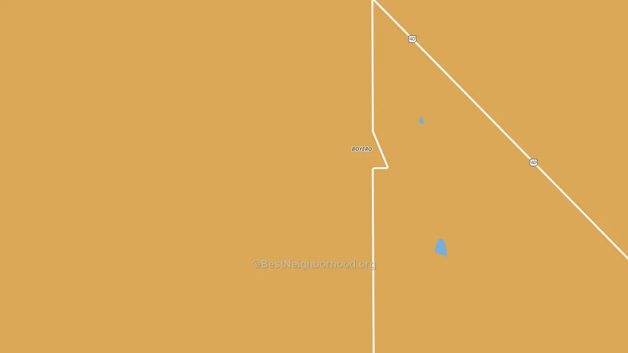 Map of the best neighborhoods in the Boyero area, with better matches in green and worse matches in red