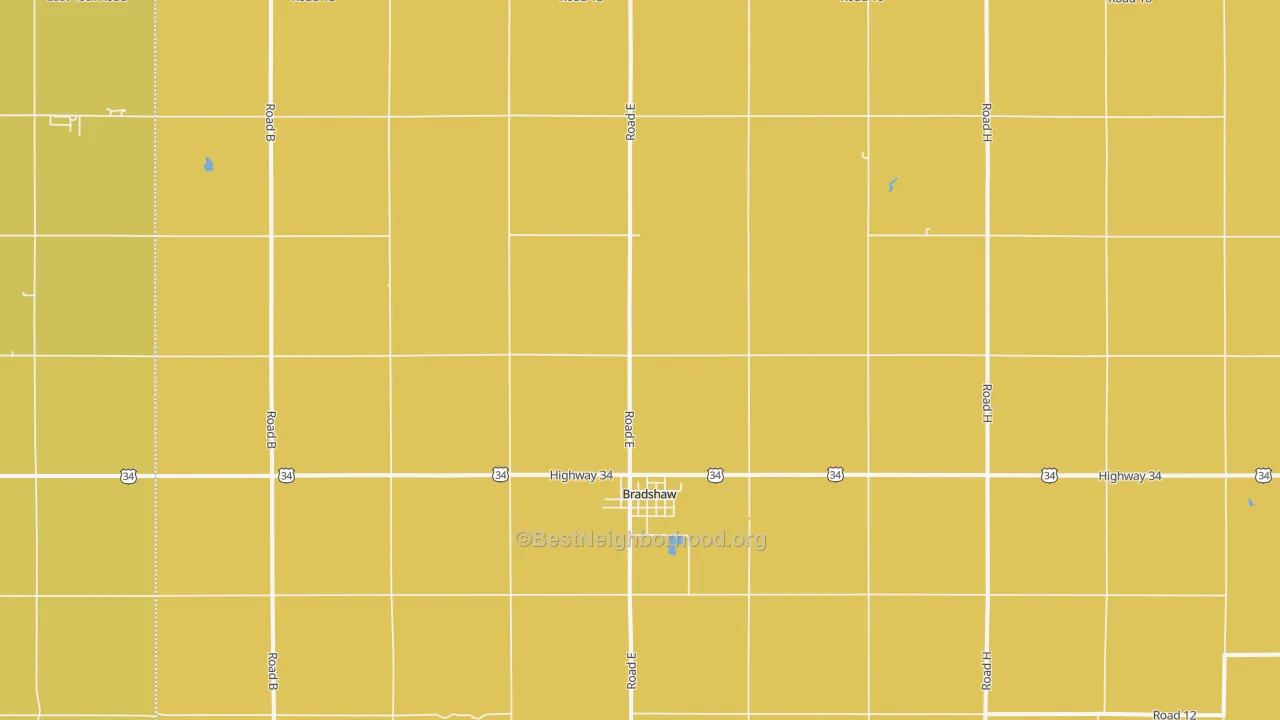 Map of the best neighborhoods in the Bradshaw area, with better matches in green and worse matches in red