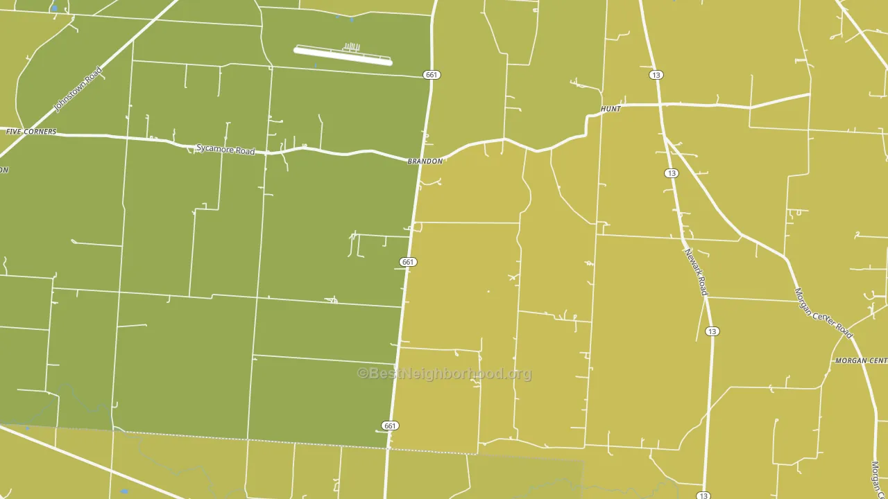 Map of the best neighborhoods in the Brandon area, with better matches in green and worse matches in red