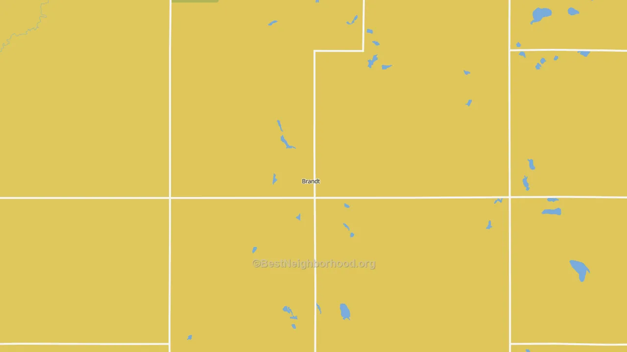 Map of the best neighborhoods in the Brandt area, with better matches in green and worse matches in red