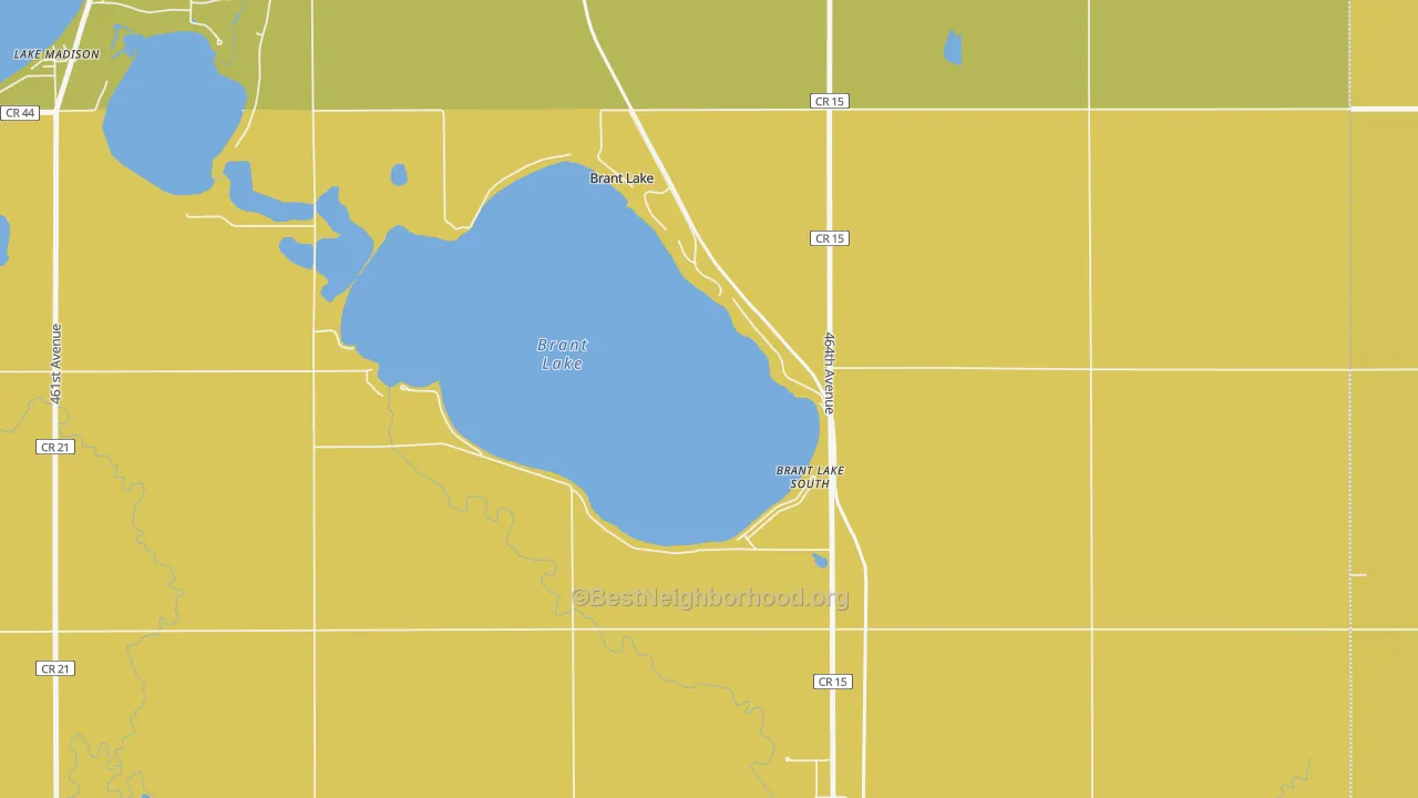 Map of the best neighborhoods in the Brant Lake area, with better matches in green and worse matches in red