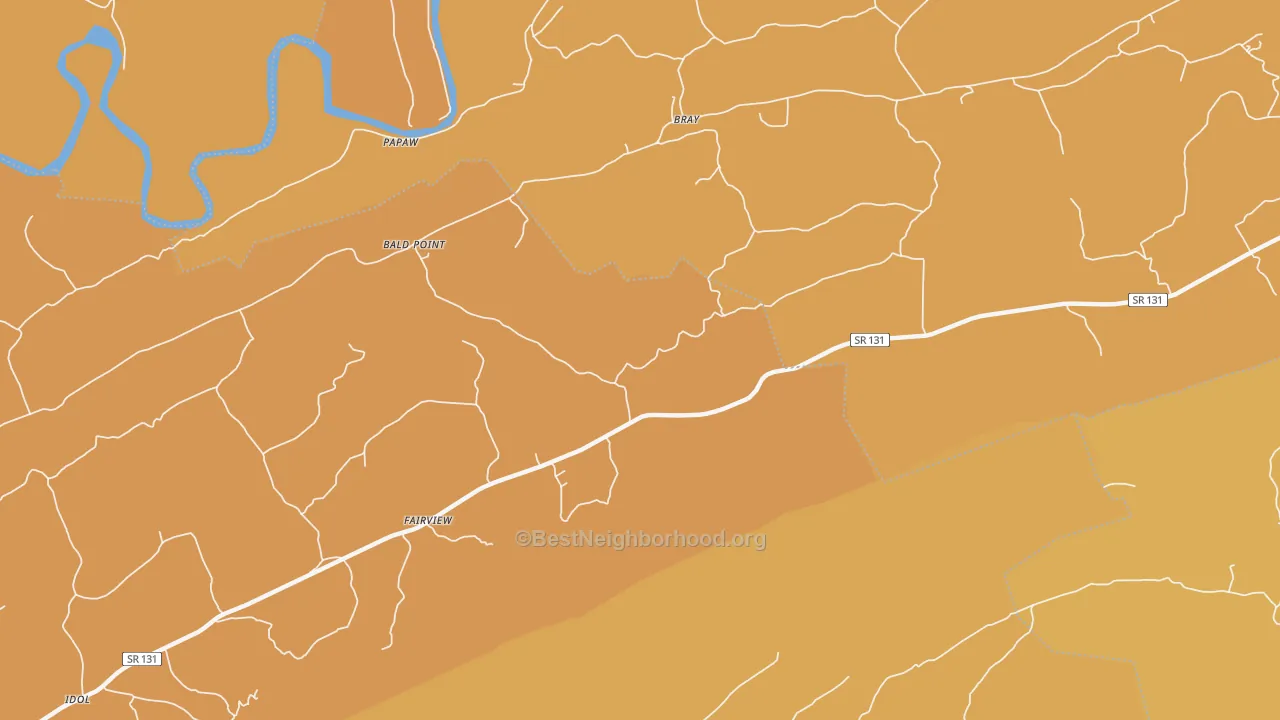 Map of the best neighborhoods in the Bray area, with better matches in green and worse matches in red