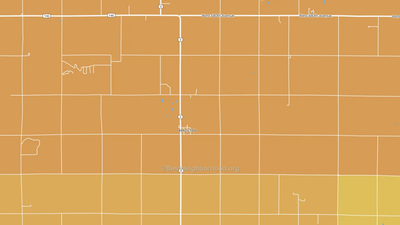 Map of the best neighborhoods in the Brazilton area, with better matches in green and worse matches in red