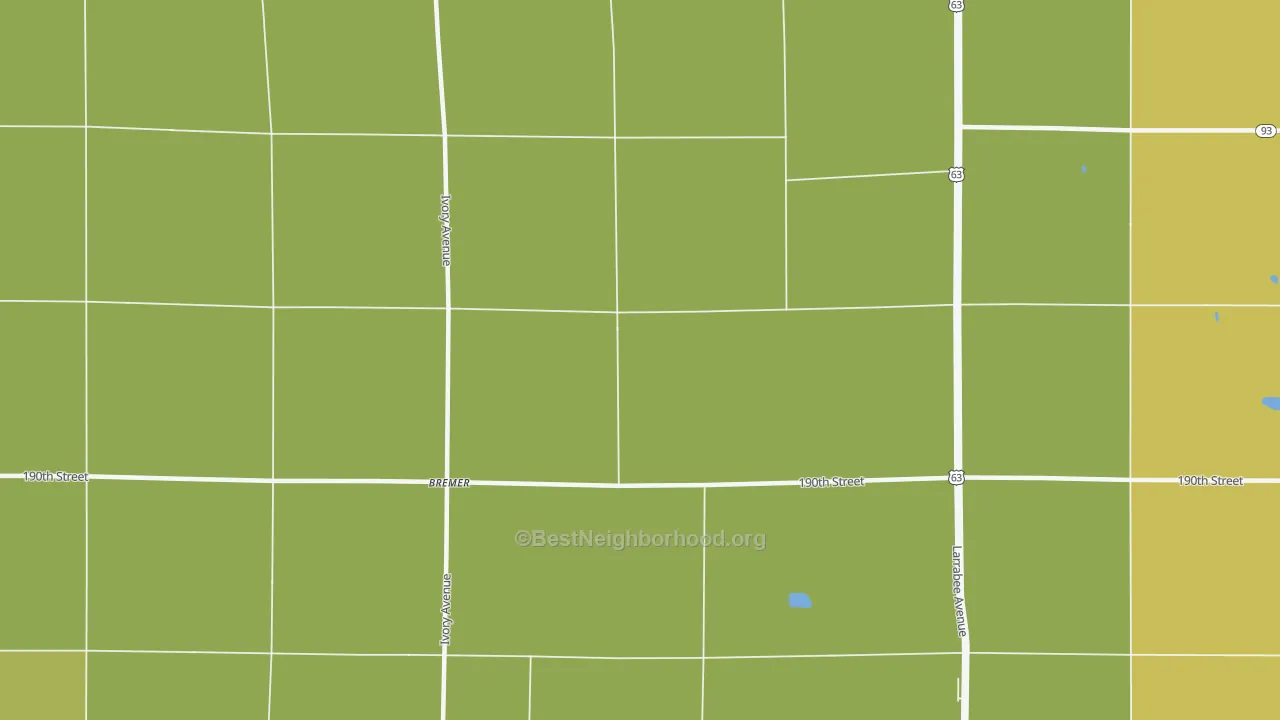 Map of the best neighborhoods in the Bremer area, with better matches in green and worse matches in red