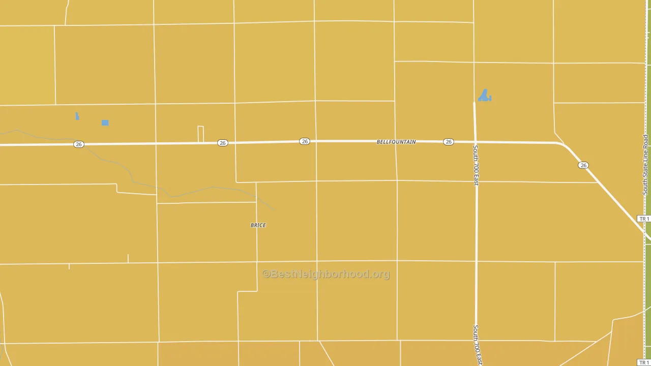 Map of the best neighborhoods in the Brice area, with better matches in green and worse matches in red