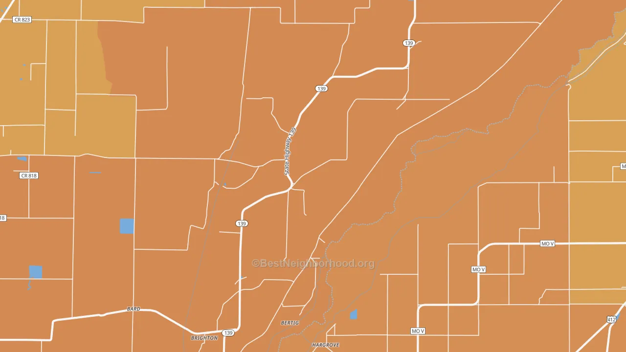 Map of the best neighborhoods in the Brighton area, with better matches in green and worse matches in red