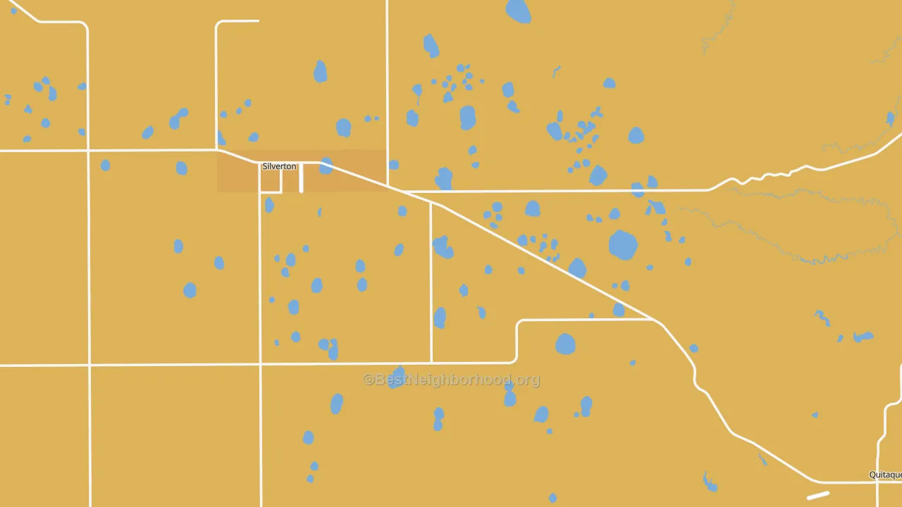Map of the best neighborhoods in the Briscoe County area, with better matches in green and worse matches in red